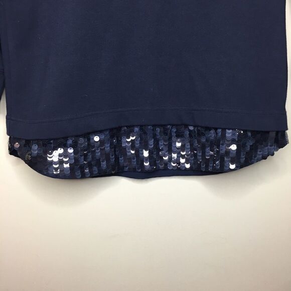 J. Crew XS Sequin Trim sweatshirt Navy boxy layer - Picture 5 of 7